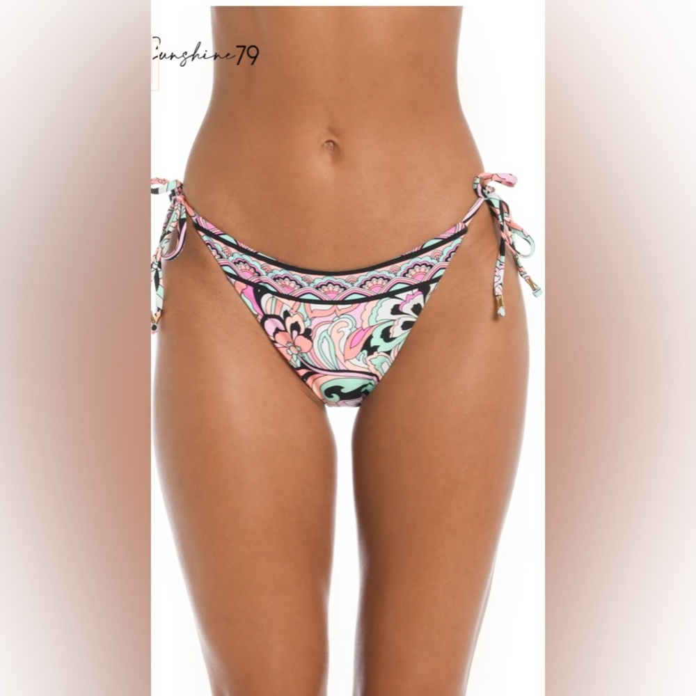NWT Sunshine 79 Paisley Party Tie-Side Hipster String Bikini Bottom Size 10